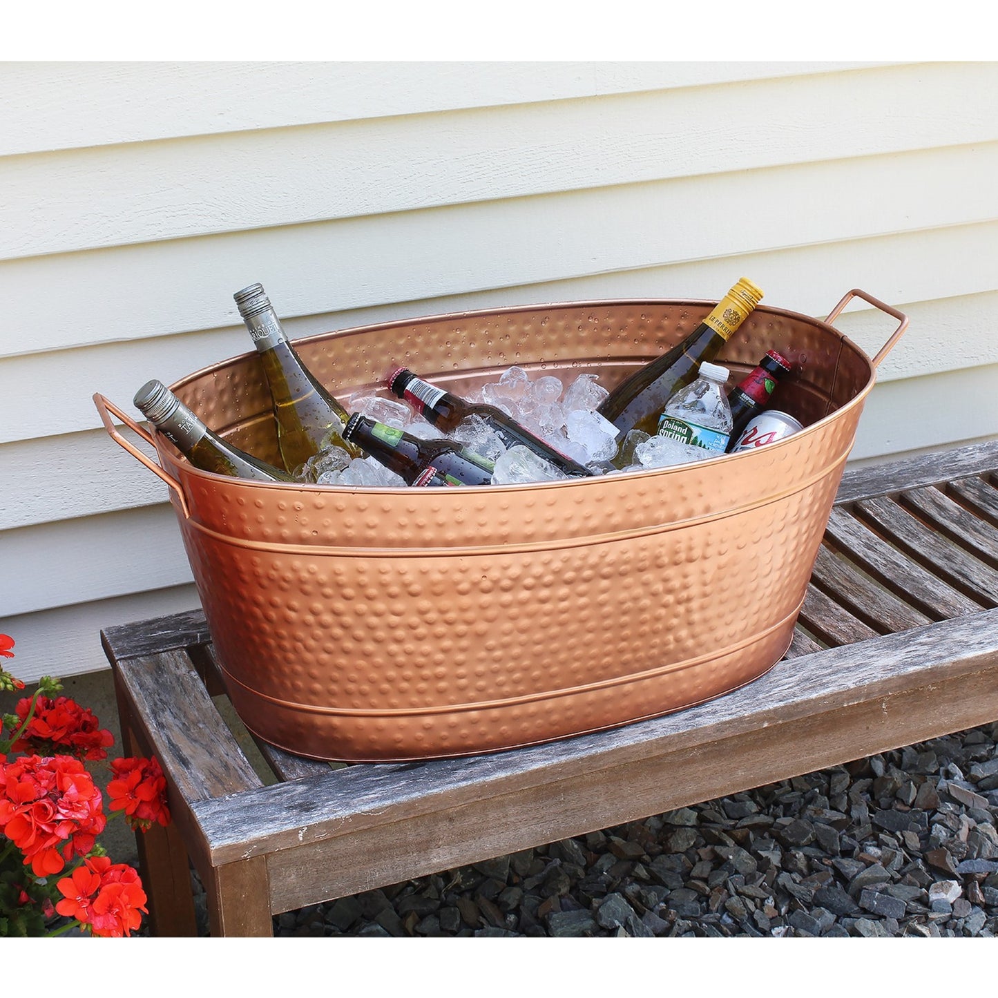 ACHLA Large Oval Steel Tub | Copper Plated Finish | Log Rack & Firewood Carrier for Indoor & Outdoor Use | 30.5 x 15 x 9.5 in | Model C-55C