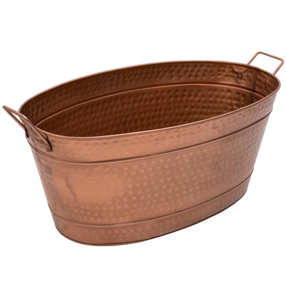 ACHLA Large Oval Steel Tub | Copper Plated Finish | Log Rack & Firewood Carrier for Indoor & Outdoor Use | 30.5 x 15 x 9.5 in | Model C-55C