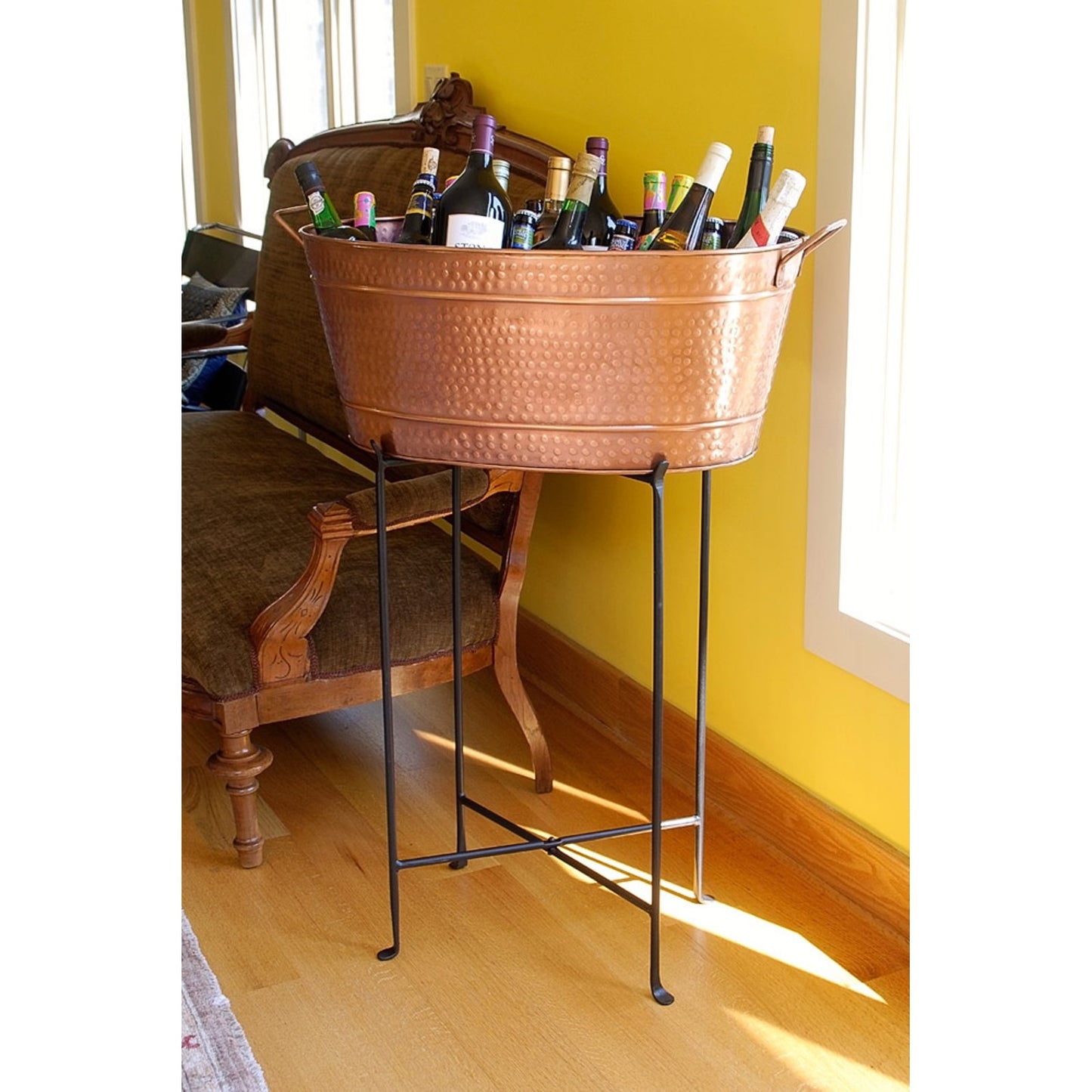 ACHLA Large Oval Steel Tub | Copper Plated Finish | Log Rack & Firewood Carrier for Indoor & Outdoor Use | 30.5 x 15 x 9.5 in | Model C-55C