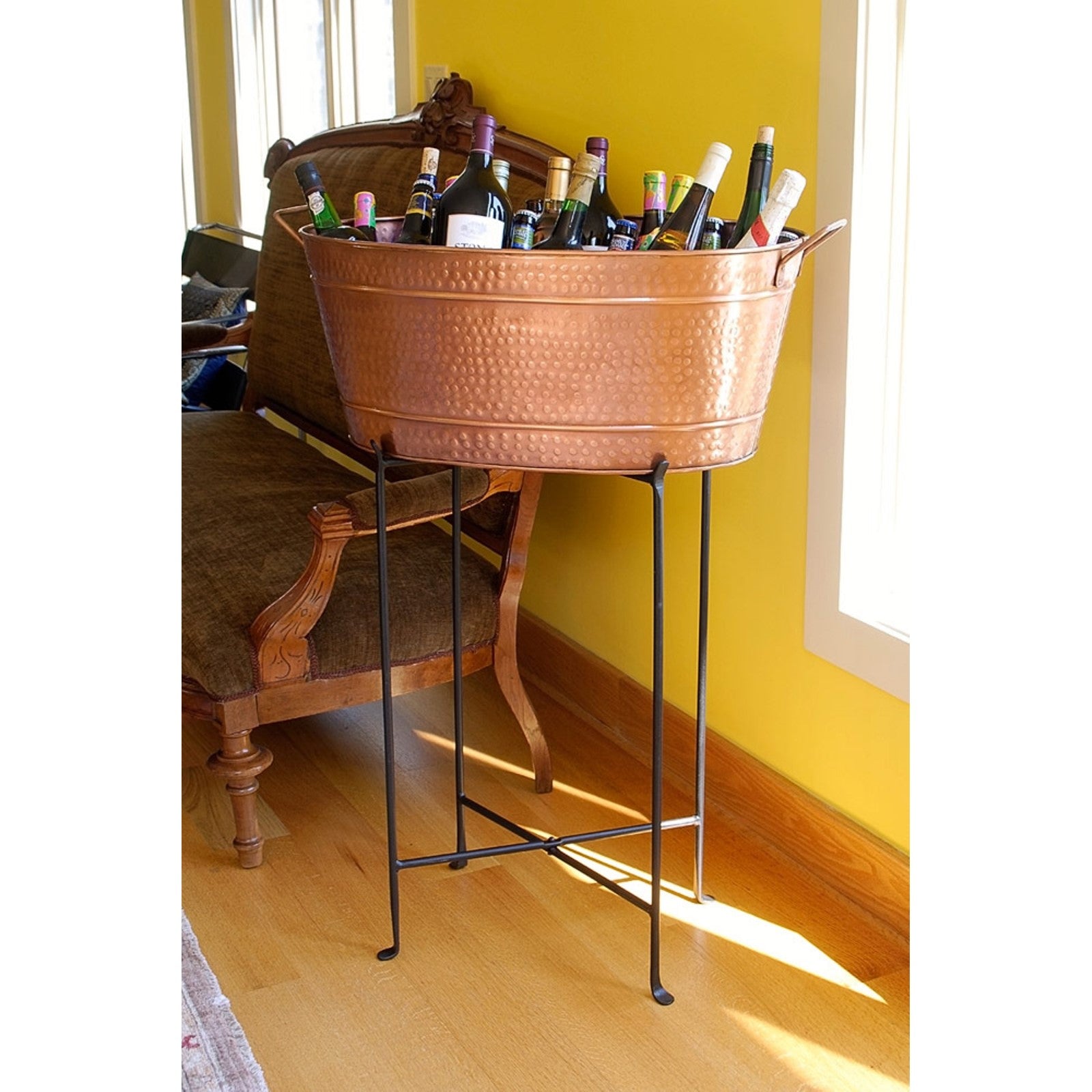ACHLA Large Oval Steel Tub | Copper Plated Finish | Log Rack & Firewood Carrier for Indoor & Outdoor Use | 30.5 x 15 x 9.5 in | Model C-55C