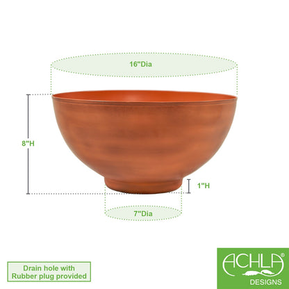 ACHLA Solaria Small Bowl Planter 16in | Burnt Sienna Galvanized Steel and Black Wrought Iron | Indoor & Outdoor Cactus & Succulent | Model C-60BS