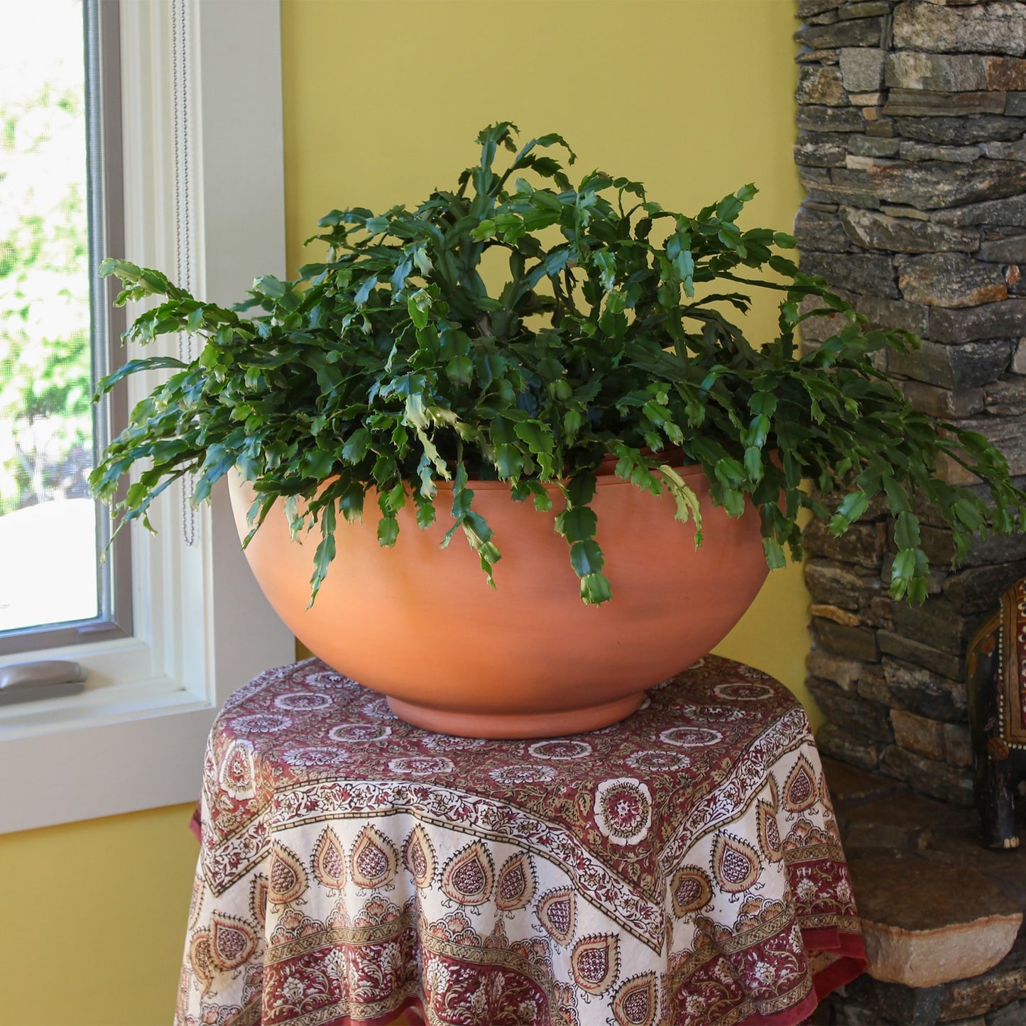 ACHLA Solaria Small Bowl Planter 16in | Burnt Sienna Galvanized Steel and Black Wrought Iron | Indoor & Outdoor Cactus & Succulent | Model C-60BS
