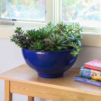 ACHLA Solaria Small Bowl Planter | French Blue Galvanized Steel | Indoor & Outdoor Cachepot for Succulents & Fairy Gardens | Model C-60FB