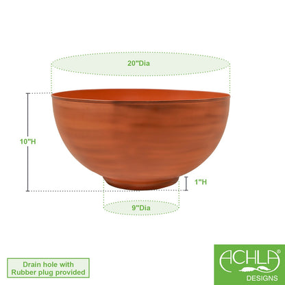 ACHLA Solaria Large Bowl 20in Decorative Bowl | Burnt Sienna Galvanized Steel and Black Wrought Iron | Indoor & Outdoor Planter | Model C-61BS