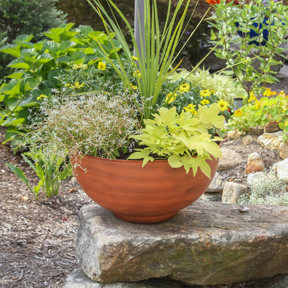 ACHLA Solaria Large Bowl 20in Decorative Bowl | Burnt Sienna Galvanized Steel and Black Wrought Iron | Indoor & Outdoor Planter | Model C-61BS