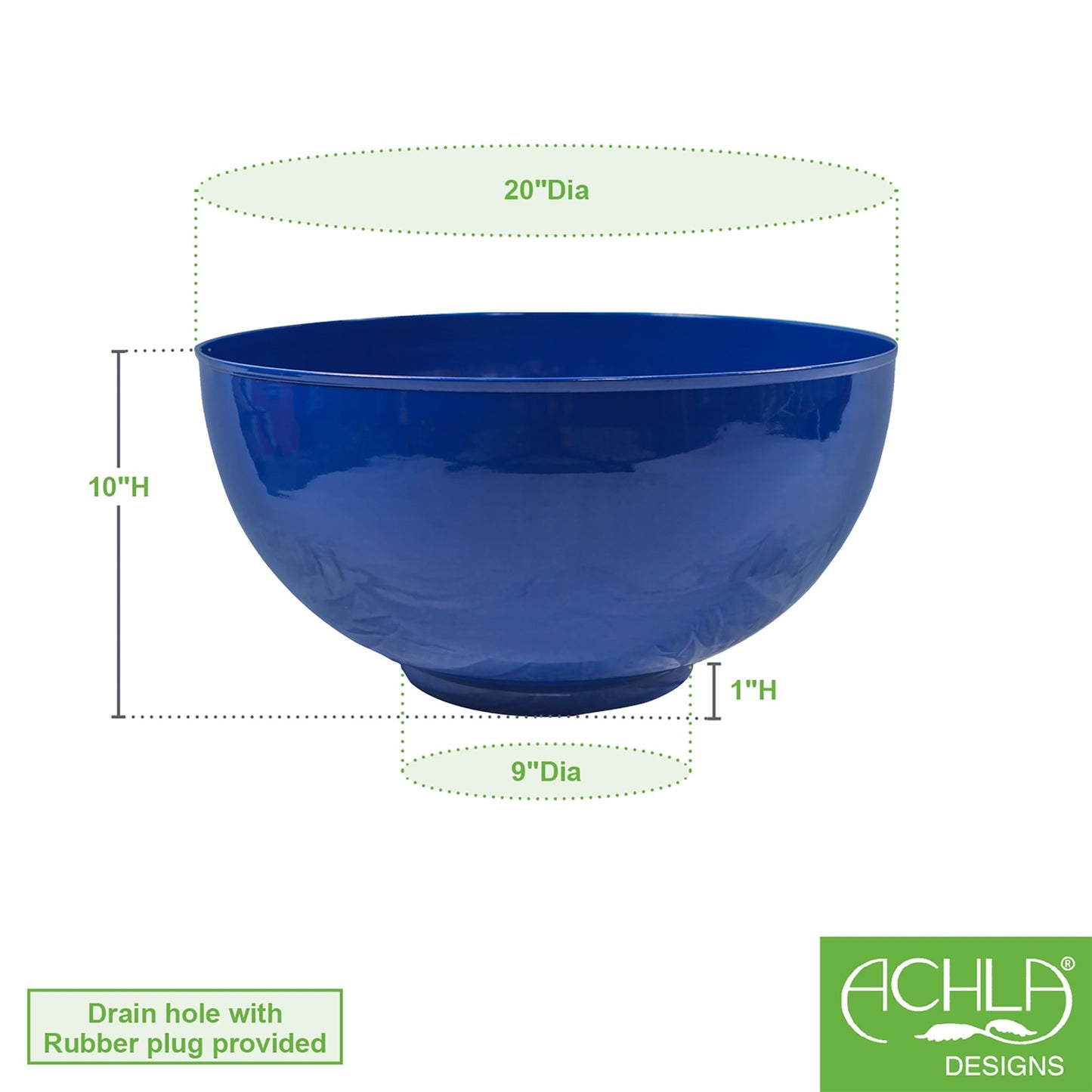 ACHLA Large Bowl | French Blue Galvanized Steel Planter | Indoor & Outdoor Decorative Bowl | 20 x 20 x 10 in | Model C-61FB