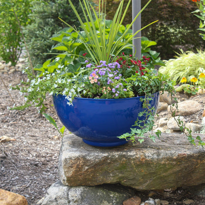 ACHLA Large Bowl | French Blue Galvanized Steel Planter | Indoor & Outdoor Decorative Bowl | 20 x 20 x 10 in | Model C-61FB