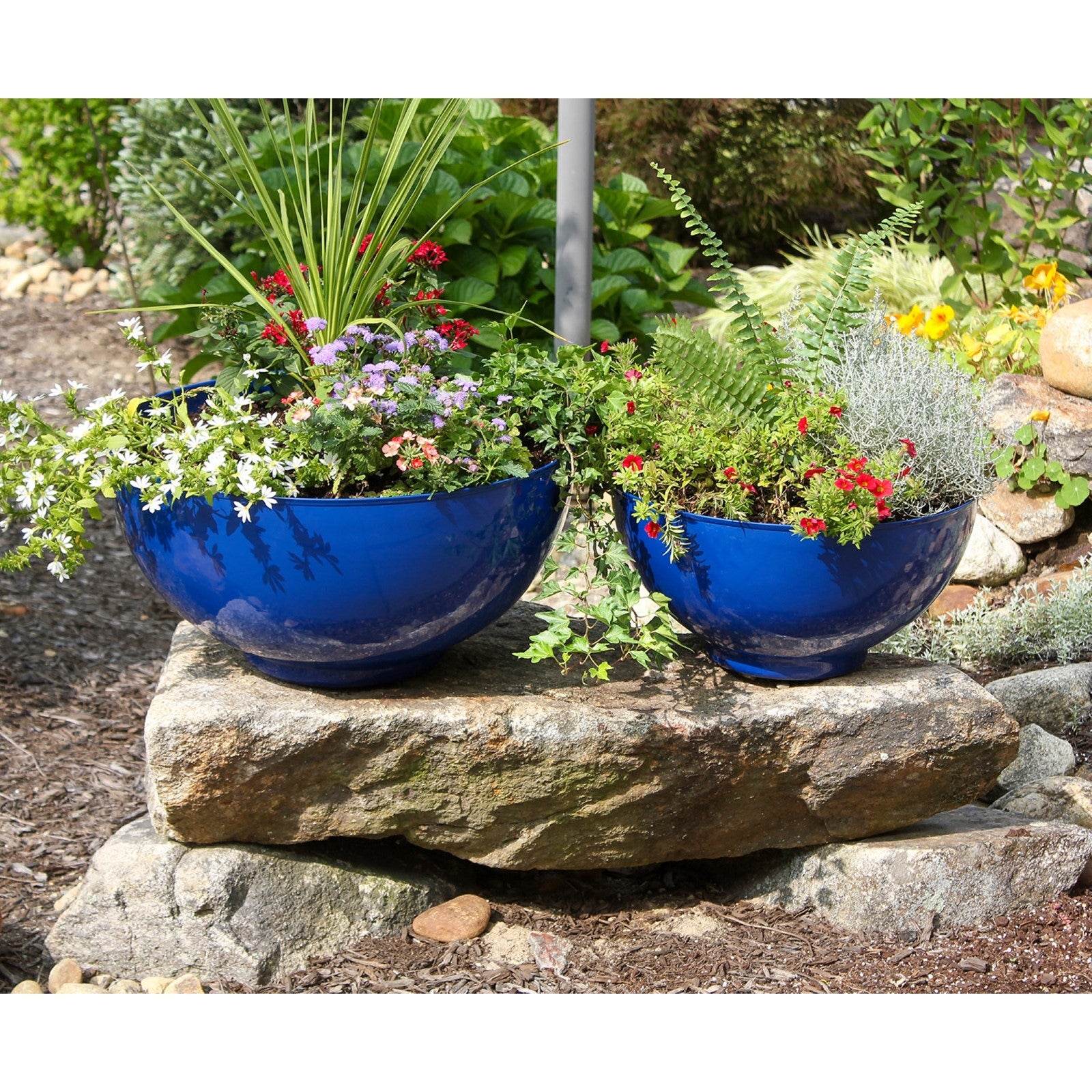 ACHLA Large Bowl | French Blue Galvanized Steel Planter | Indoor & Outdoor Decorative Bowl | 20 x 20 x 10 in | Model C-61FB