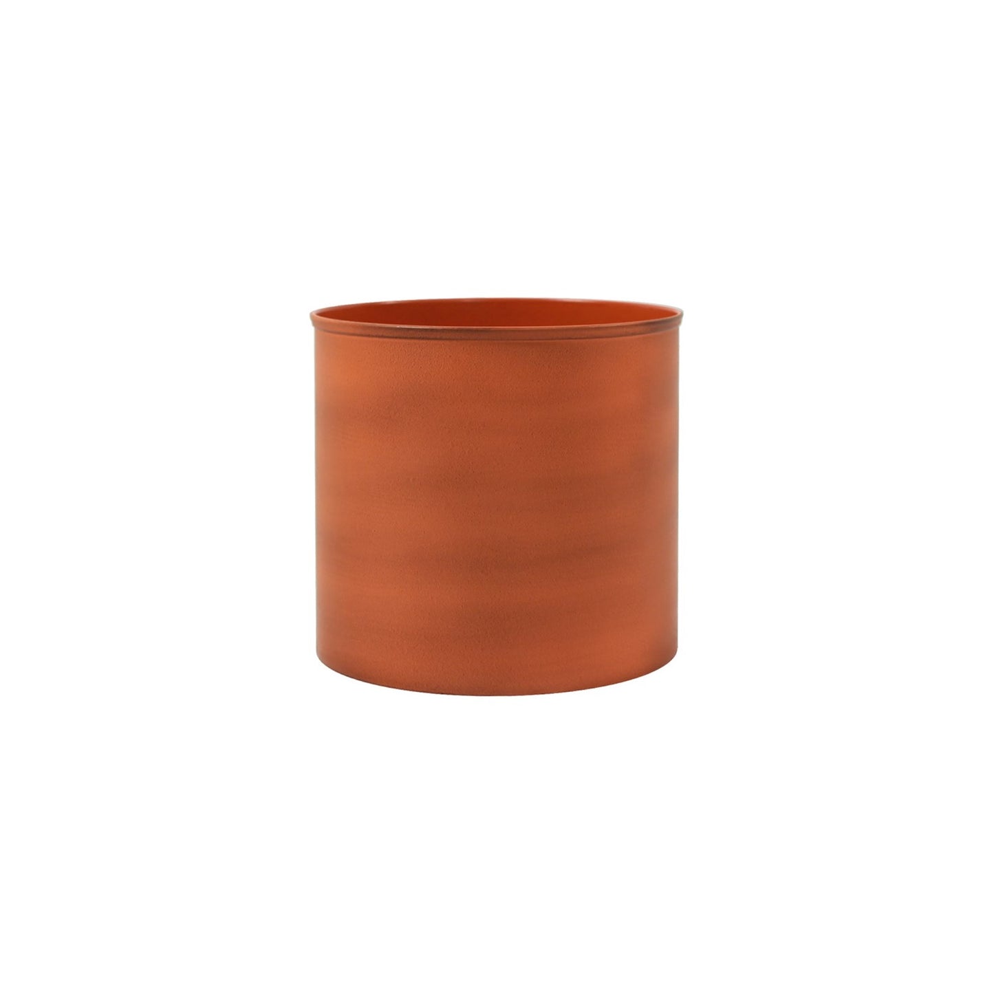 ACHLA Solaria Collection 8in Cylinder Planter | Burnt Sienna Galvanized Steel and Black Wrought Iron | Indoor & Outdoor Cachepot | Model C-62BS