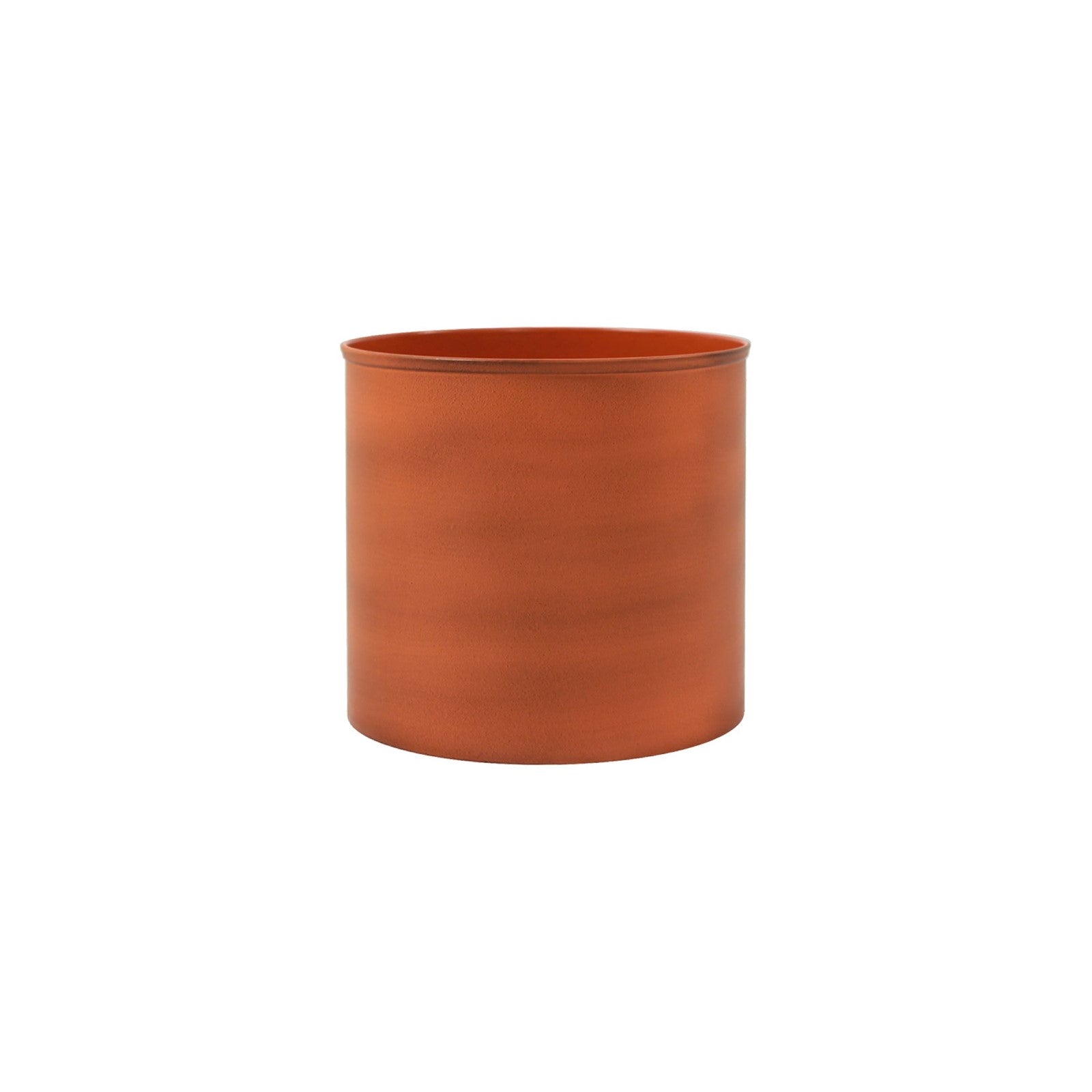 ACHLA Solaria Collection 8in Cylinder Planter | Burnt Sienna Galvanized Steel and Black Wrought Iron | Indoor & Outdoor Cachepot | Model C-62BS