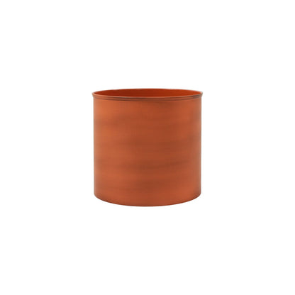 ACHLA Solaria Collection 8in Cylinder Planter | Burnt Sienna Galvanized Steel and Black Wrought Iron | Indoor & Outdoor Cachepot | Model C-62BS
