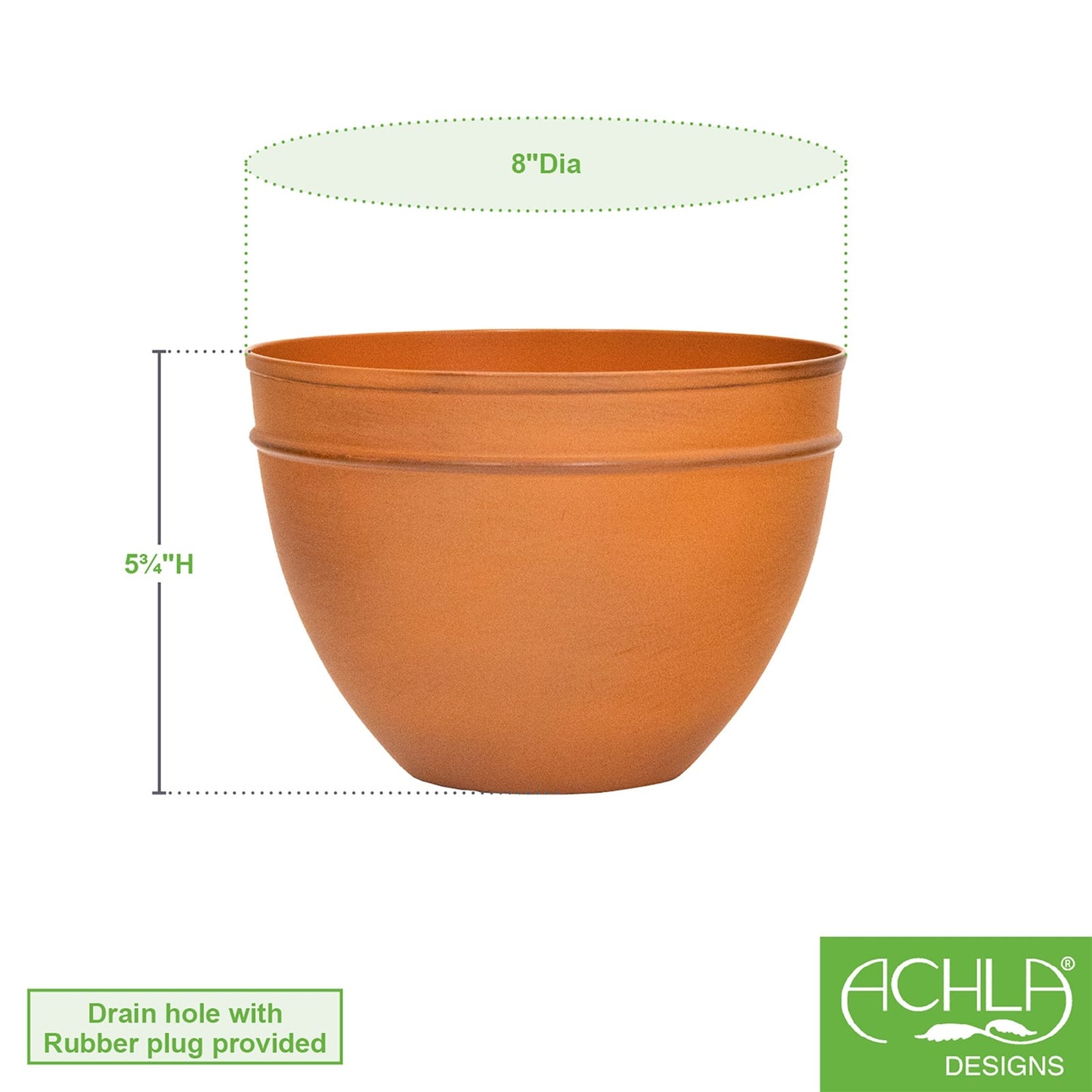 ACHLA Solaria Small Planting Pot 8in | Burnt Sienna Galvanized Steel | Indoor & Outdoor Planter | 8 x 8 x 6 in | Model C-63BS