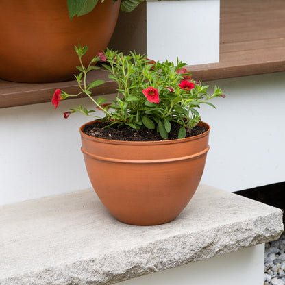 ACHLA Solaria Small Planting Pot 8in | Burnt Sienna Galvanized Steel | Indoor & Outdoor Planter | 8 x 8 x 6 in | Model C-63BS