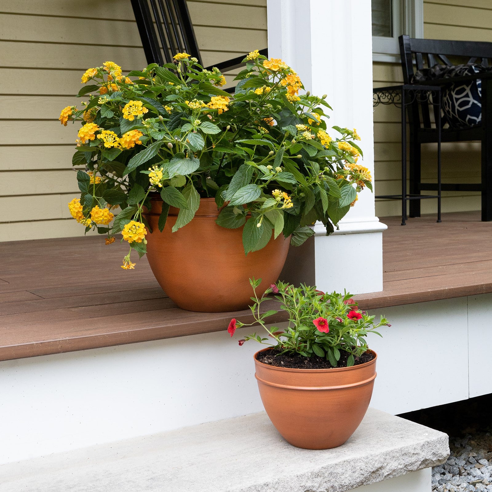 ACHLA Solaria Small Planting Pot 8in | Burnt Sienna Galvanized Steel | Indoor & Outdoor Planter | 8 x 8 x 6 in | Model C-63BS