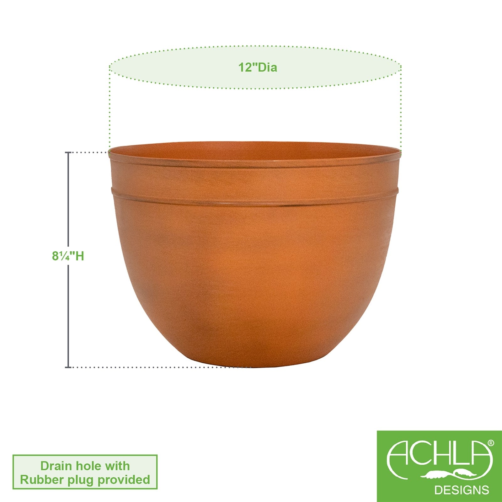 ACHLA Solaria 12in Planting Pot | Burnt Sienna Galvanized Steel | Indoor & Outdoor Planter Cachepot | 12 x 12 x 9 in | Model C-64BS