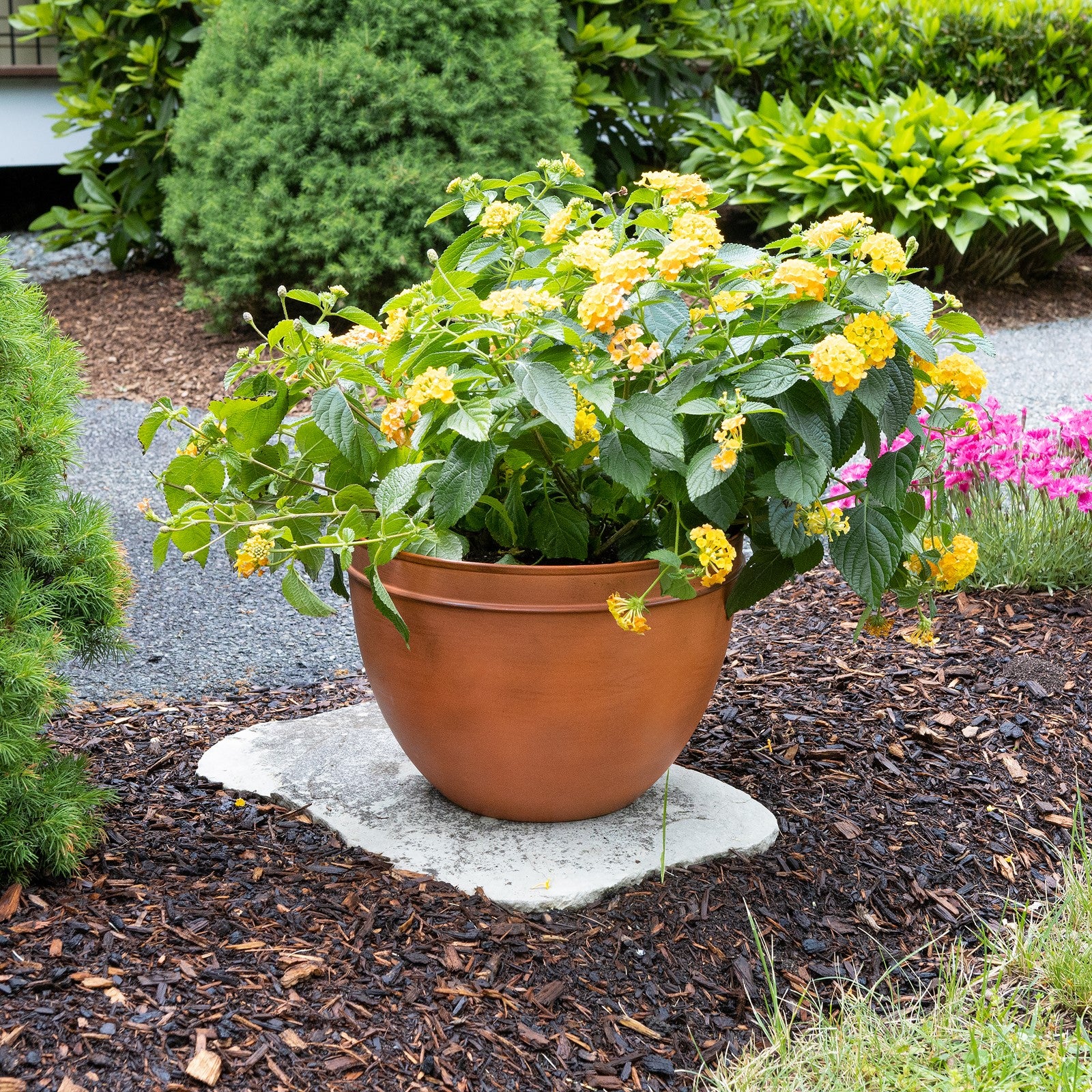 ACHLA Solaria 12in Planting Pot | Burnt Sienna Galvanized Steel | Indoor & Outdoor Planter Cachepot | 12 x 12 x 9 in | Model C-64BS