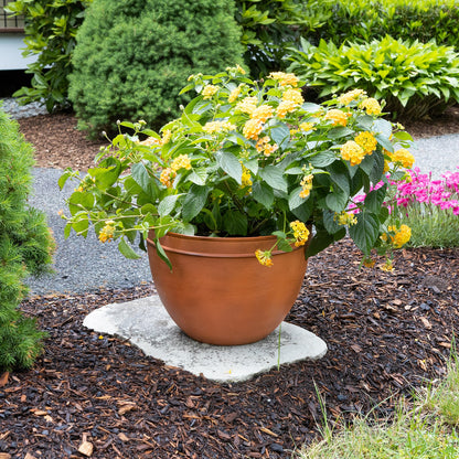 ACHLA Solaria 12in Planting Pot | Burnt Sienna Galvanized Steel | Indoor & Outdoor Planter Cachepot | 12 x 12 x 9 in | Model C-64BS