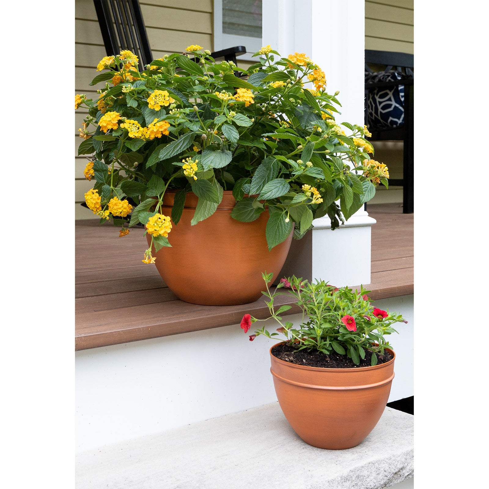 ACHLA Solaria 12in Planting Pot | Burnt Sienna Galvanized Steel | Indoor & Outdoor Planter Cachepot | 12 x 12 x 9 in | Model C-64BS