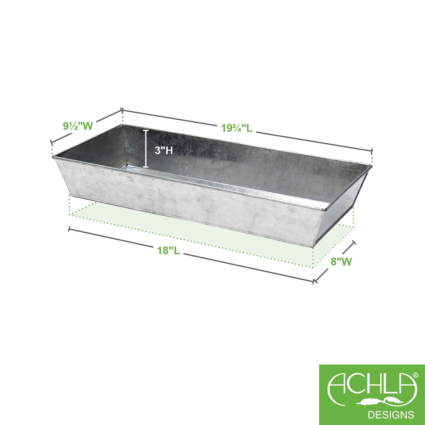 ACHLA Antiqued Tray Small | Galvanized Steel Serving Tray | Plant Grouping & Table Protection | 19.75 x 9.5 x 3 in | Model C-90