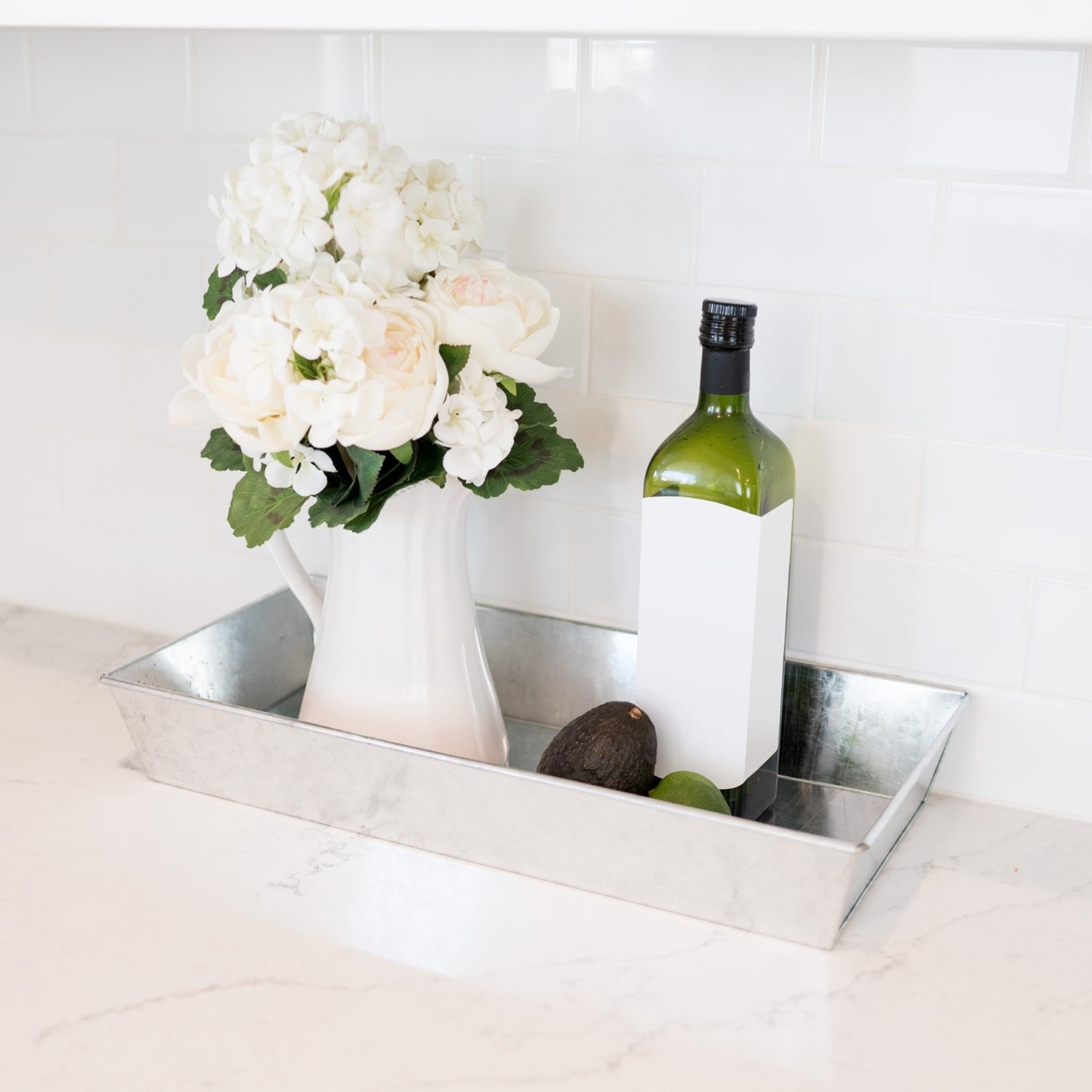 ACHLA Antiqued Tray Small | Galvanized Steel Serving Tray | Plant Grouping & Table Protection | 19.75 x 9.5 x 3 in | Model C-90