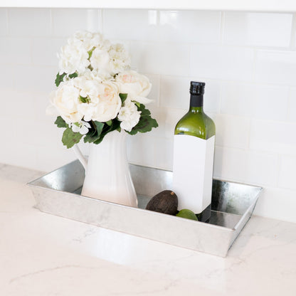 ACHLA Antiqued Tray Small | Galvanized Steel Serving Tray | Plant Grouping & Table Protection | 19.75 x 9.5 x 3 in | Model C-90