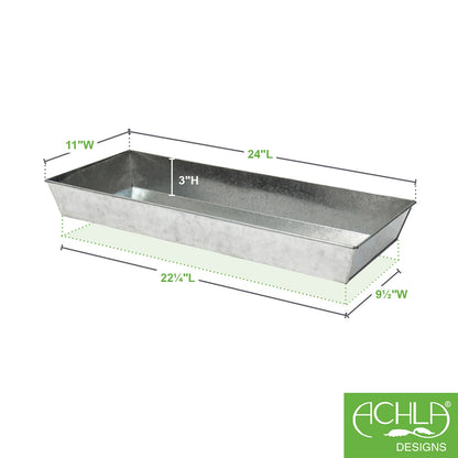 ACHLA Antiqued Tray Large | Galvanized Steel Planter Tray | Indoor Plant & Potting Bench | 24 x 11 x 3 in | Model C-91