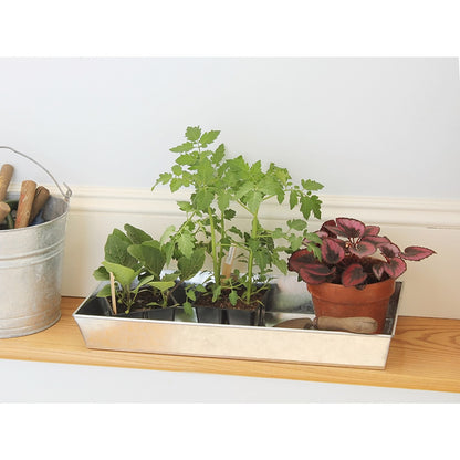 ACHLA Antiqued Tray Large | Galvanized Steel Planter Tray | Indoor Plant & Potting Bench | 24 x 11 x 3 in | Model C-91