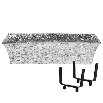 ACHLA Deck Bracket Kit | Verdigris Galvanized Tin and Iron | Outdoor Planter Mount for 2x4 Railing | 24 x 8 x 6 in | Model C04-K4