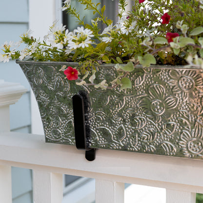 ACHLA Deck Bracket Kit | Verdigris Galvanized Tin and Iron | Outdoor Planter Mount for 2x4 Railing | 24 x 8 x 6 in | Model C04-K4