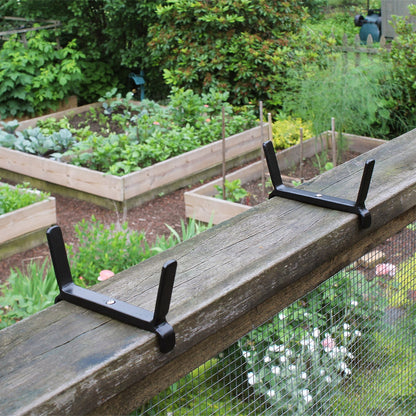 ACHLA Small Flower Box with Brackets for 2x6 Railings | Green Patina Galvanized Steel and Black Wrought Iron | Porch & Deck Railing | Model C08-K6