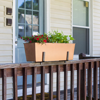 ACHLA Handrail Flowerbox Bracket Kit for 2x4" Rail | Copper Plated Galvanized Steel | Outdoor Railing & Deck Planter | 8 x 23 x 8 in | Model C09C-K4