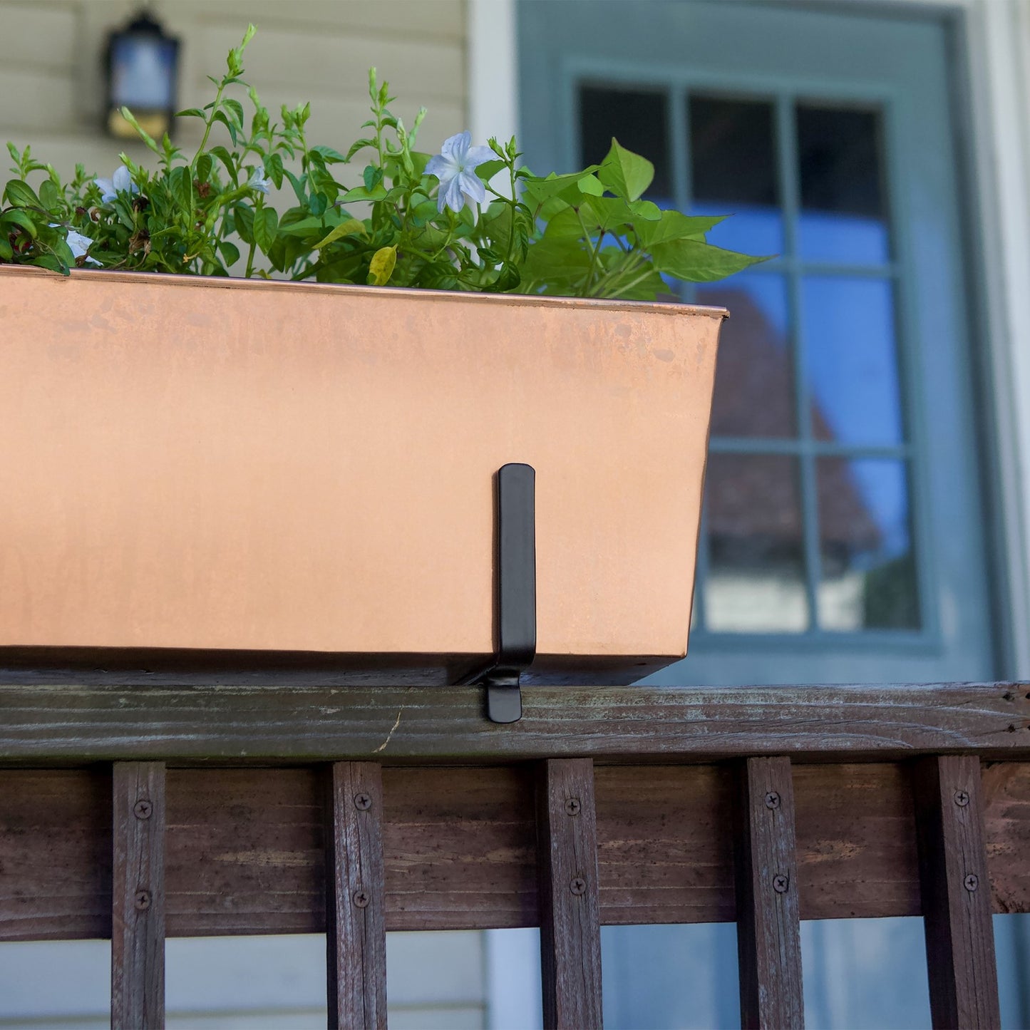 ACHLA Handrail Flowerbox Bracket Kit for 2x4" Rail | Copper Plated Galvanized Steel | Outdoor Railing & Deck Planter | 8 x 23 x 8 in | Model C09C-K4