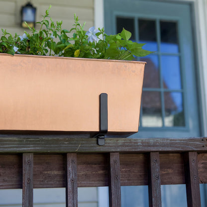 ACHLA Handrail Flowerbox Bracket Kit for 2x4" Rail | Copper Plated Galvanized Steel | Outdoor Railing & Deck Planter | 8 x 23 x 8 in | Model C09C-K4