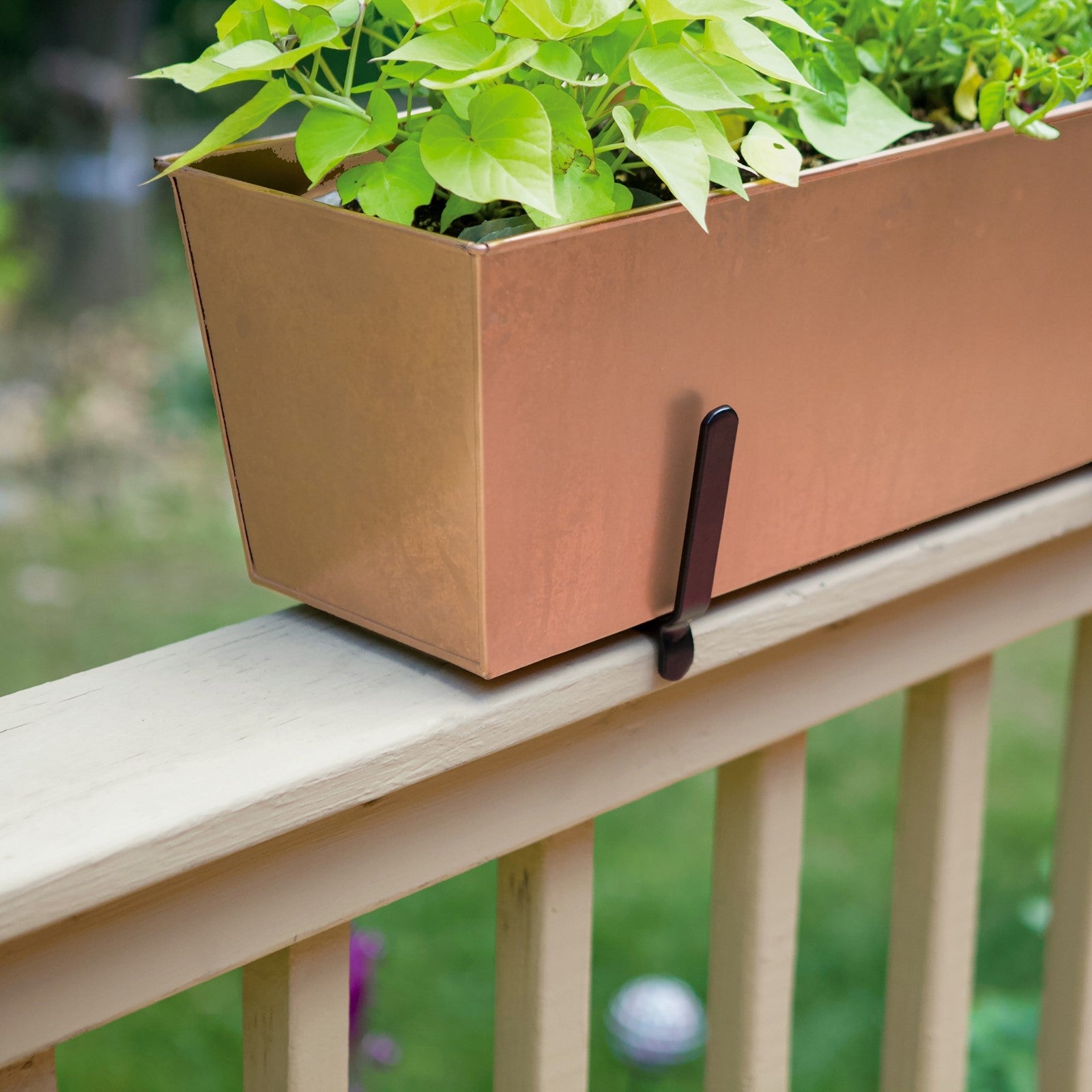 ACHLA Handrail Flowerbox Bracket Kit for 2x6" Rail | Copper Plated Galvanized Steel | Outdoor Railing & Balcony Planter | Model C09C-K6