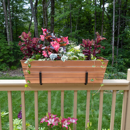 ACHLA Large Flower Box with Brackets | Copper Plated Galvanized Steel and Black Wrought Iron | Deck & Balcony Railing Planter | Model C21C-K6