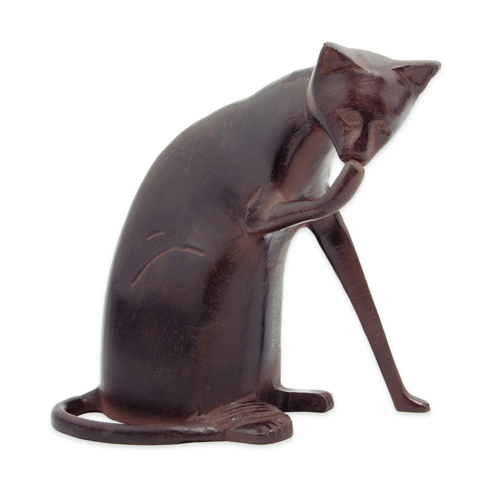 ACHLA Coy Cat 8.5in Garden Ornament | Dark Bronze Cast Aluminum | Patio & Garden Sculpture | 8 x 6 x 8.5 in | Model CAT-05
