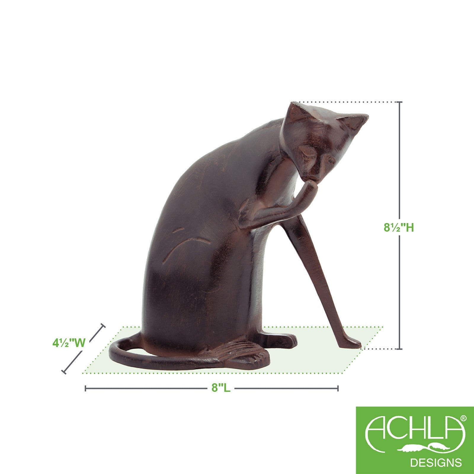 ACHLA Coy Cat 8.5in Garden Ornament | Dark Bronze Cast Aluminum | Patio & Garden Sculpture | 8 x 6 x 8.5 in | Model CAT-05