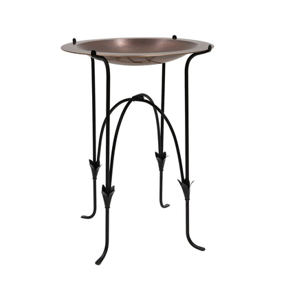 ACHLA Phoebe 24in Birdbath and Stand | Antique Copper Brass Bowl on Black Wrought Iron Base | Garden & Patio Bird Bath | Model CBB-01-S15