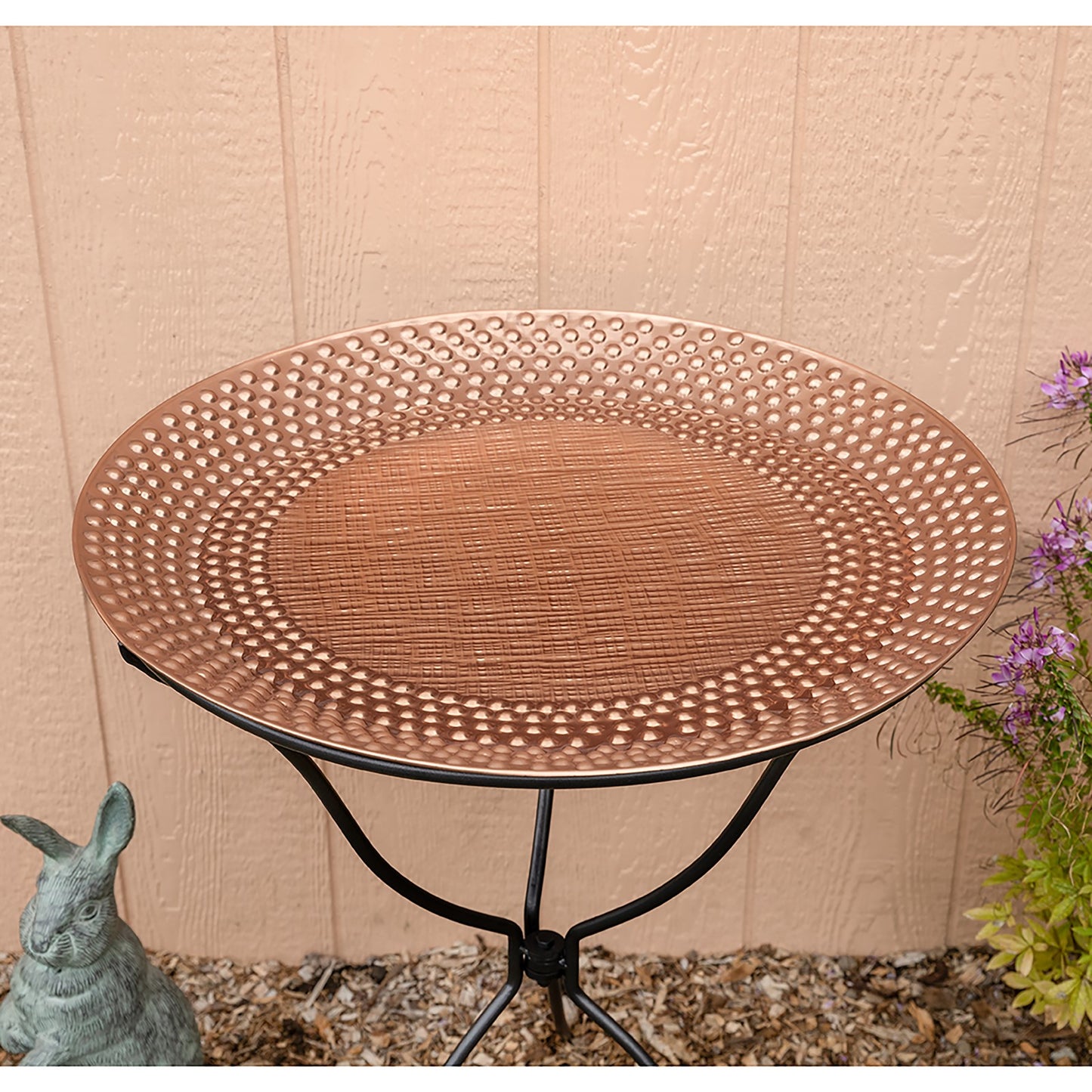 ACHLA Classic II 24in Hammered Copper Birdbath Bowl | Brass Construction, Natural Patina | Garden & Backyard Water Feature | Model CBB-02