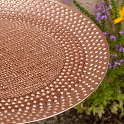 ACHLA Classic II 24in Hammered Copper Birdbath Bowl | Brass Construction, Natural Patina | Garden & Backyard Water Feature | Model CBB-02