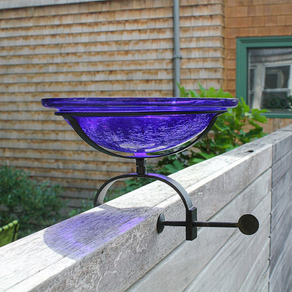 ACHLA 12" Crackle Bowl with Over Rail Bracket, Cobalt Blue