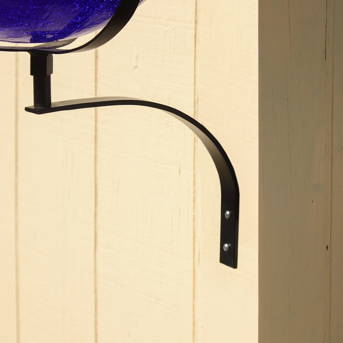 ACHLA 12in Crackle Glass Birdbath Wall Mount | Cobalt Blue Hand-Blown Glass Bowl on Black Wrought Iron Bracket | Porch, Deck & | Model CGB-01CB-WM