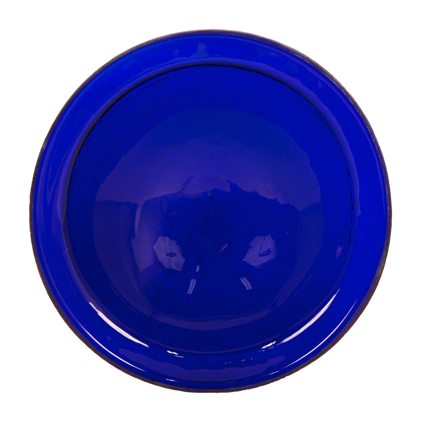 ACHLA 12in Crackle Glass Birdbath Wall Mount | Cobalt Blue Hand-Blown Glass Bowl on Black Wrought Iron Bracket | Porch, Deck & | Model CGB-01CB-WM