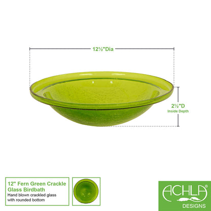 ACHLA Crackle Bowl Fern Green 12in Decorative Glass Bowl | Crackled Glass Garden & Patio Accent | Outdoor & Indoor Table Centerpiece | Model CGB-05FG