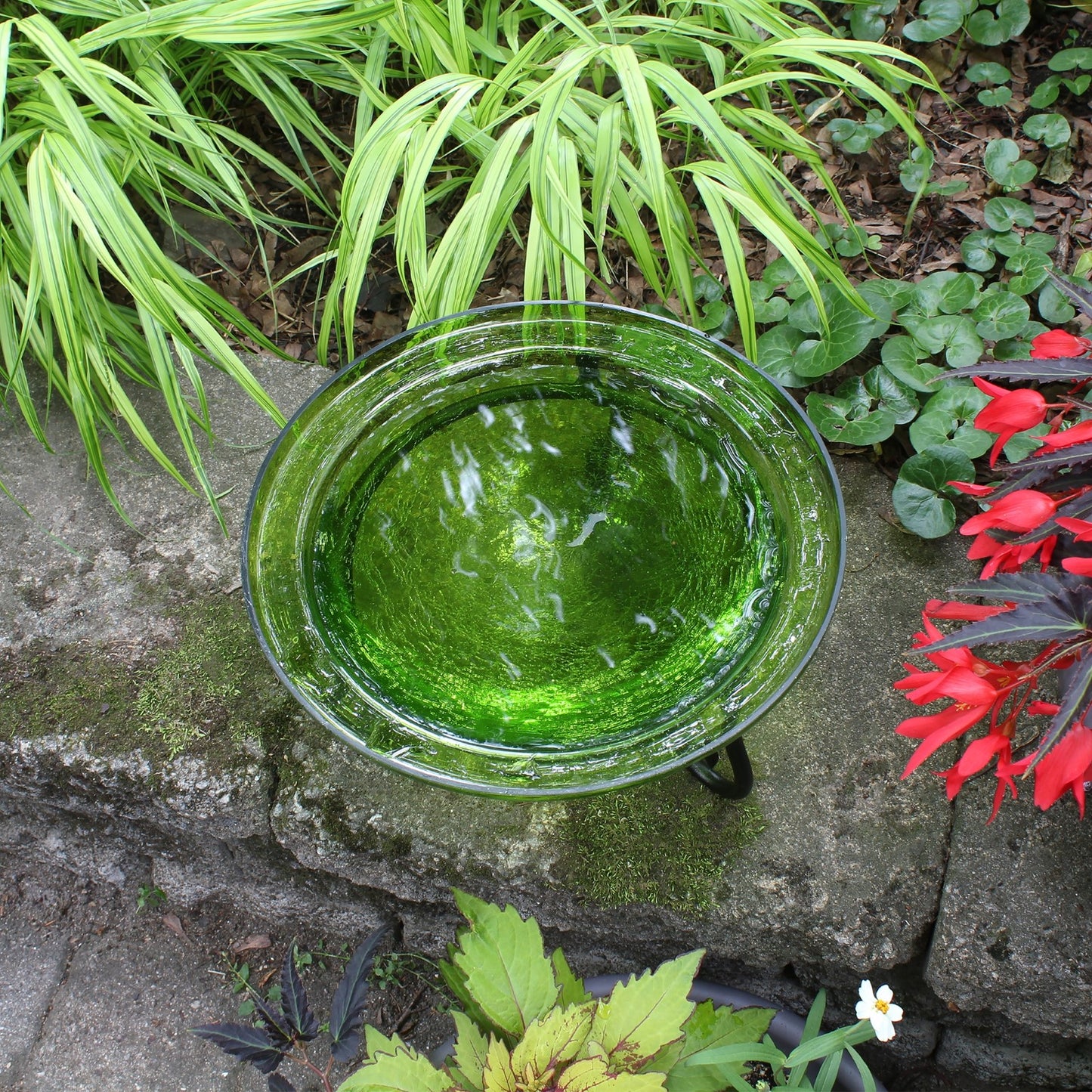 ACHLA Crackle Bowl Fern Green 12in Decorative Glass Bowl | Crackled Glass Garden & Patio Accent | Outdoor & Indoor Table Centerpiece | Model CGB-05FG