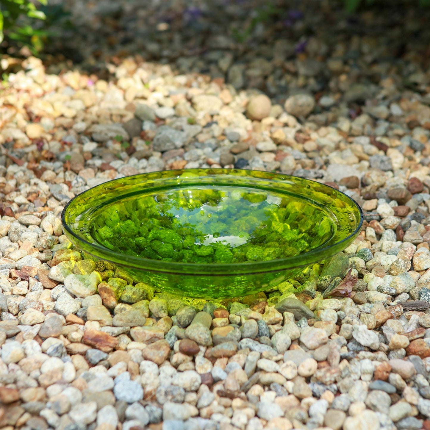 ACHLA Crackle Bowl Fern Green 12in Decorative Glass Bowl | Crackled Glass Garden & Patio Accent | Outdoor & Indoor Table Centerpiece | Model CGB-05FG