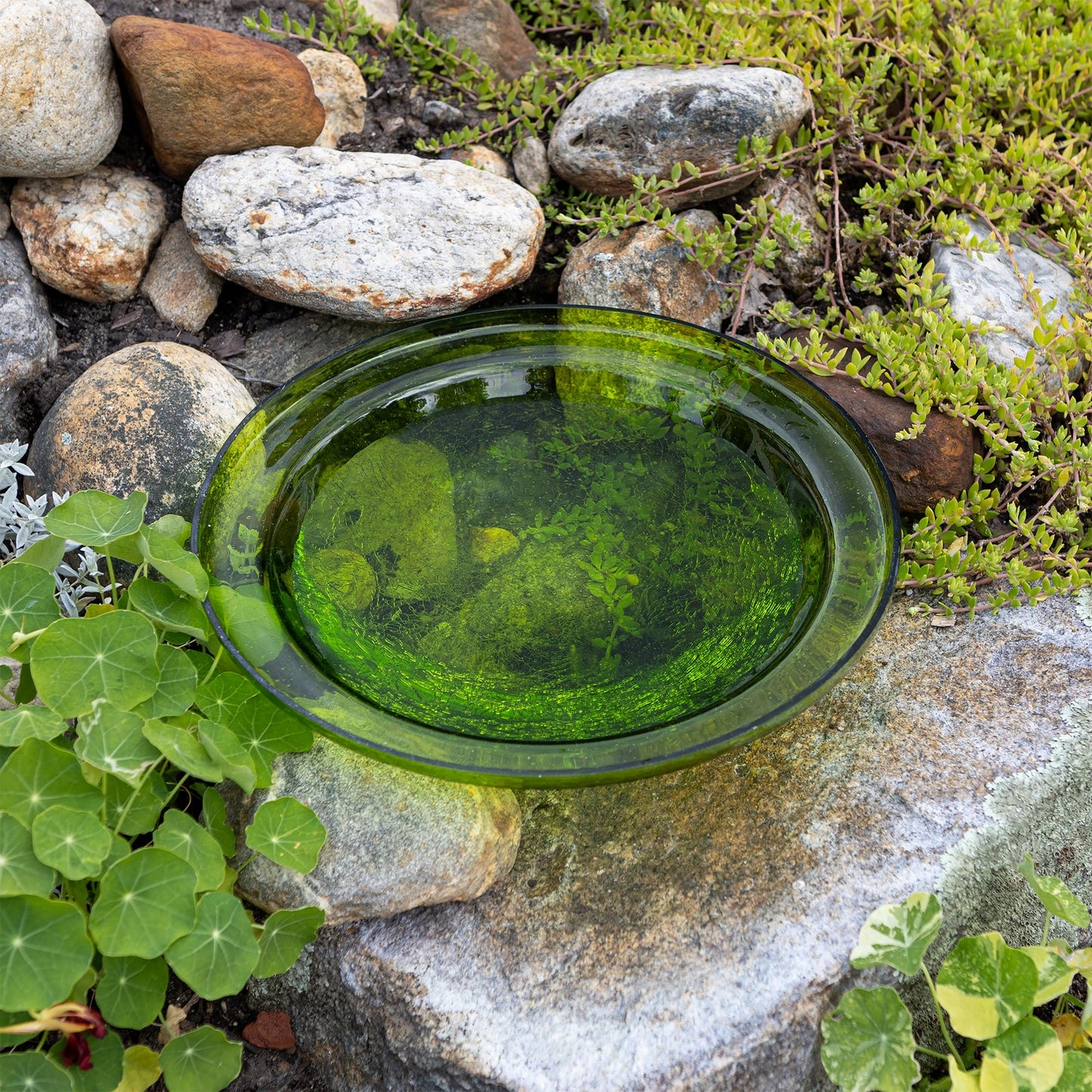 ACHLA Crackle Bowl Fern Green 12in Decorative Glass Bowl | Crackled Glass Garden & Patio Accent | Outdoor & Indoor Table Centerpiece | Model CGB-05FG