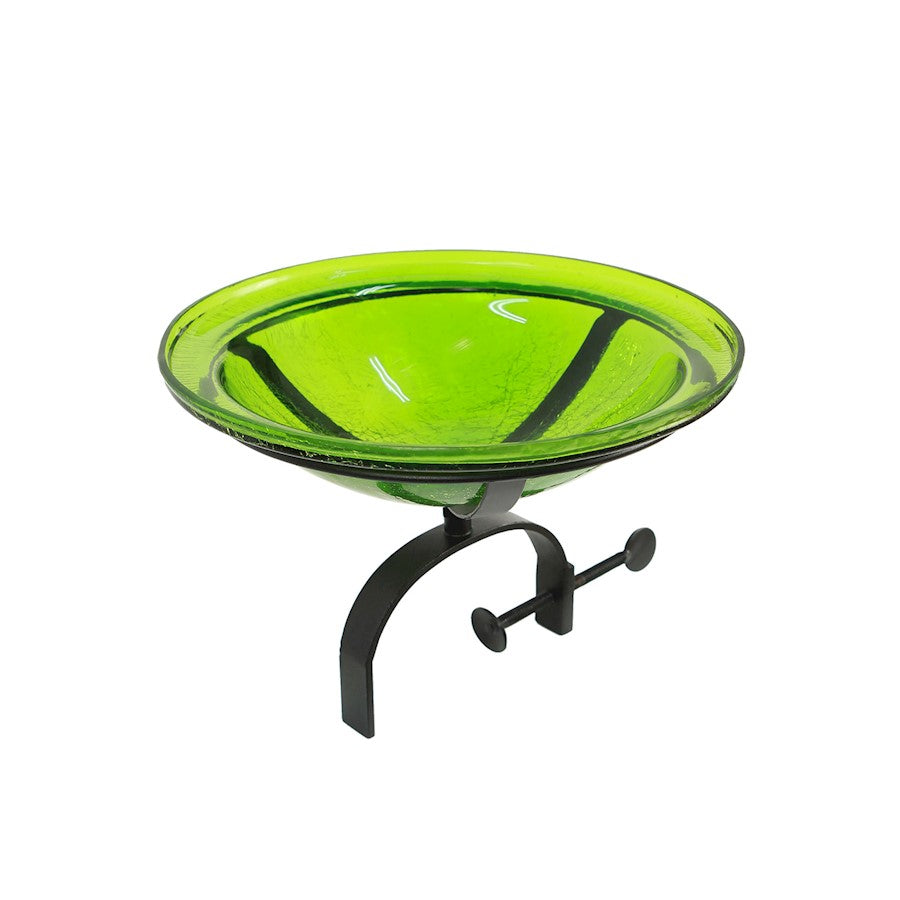 ACHLA 12" Crackle Bowl with Over Rail Bracket, Fern Green