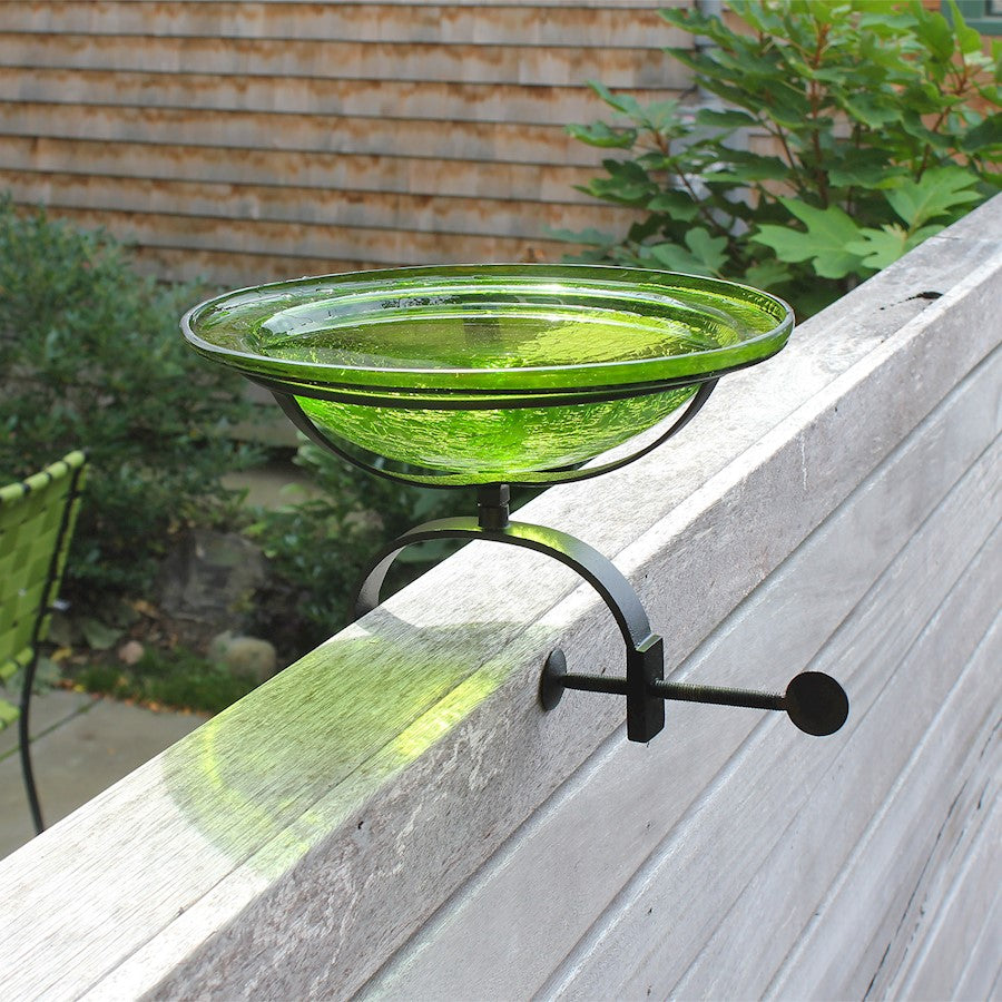 ACHLA 12" Crackle Bowl with Over Rail Bracket, Fern Green