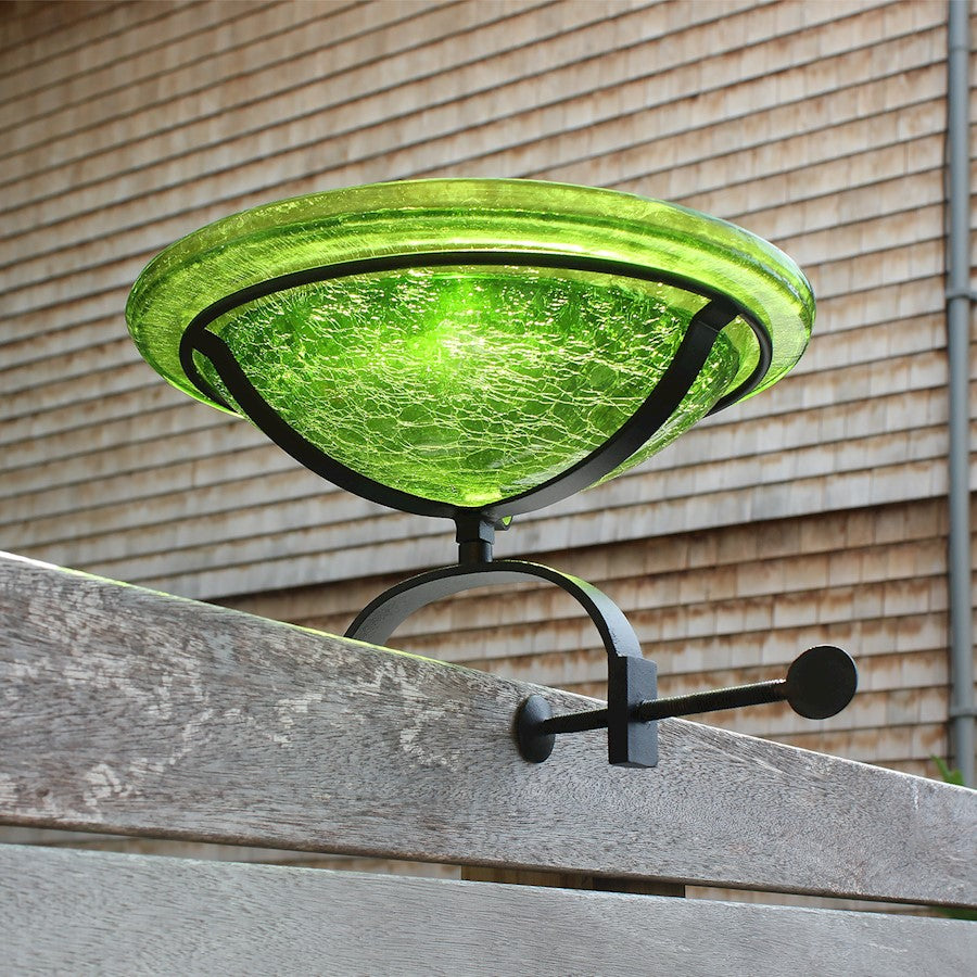 ACHLA 12" Crackle Bowl with Over Rail Bracket, Fern Green